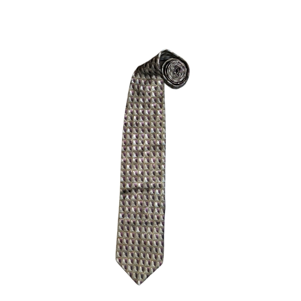 Vintage Vito Rufolo Uomo Couture Italian Silk Tie Purple Geometric 90s Wide‎ 4”